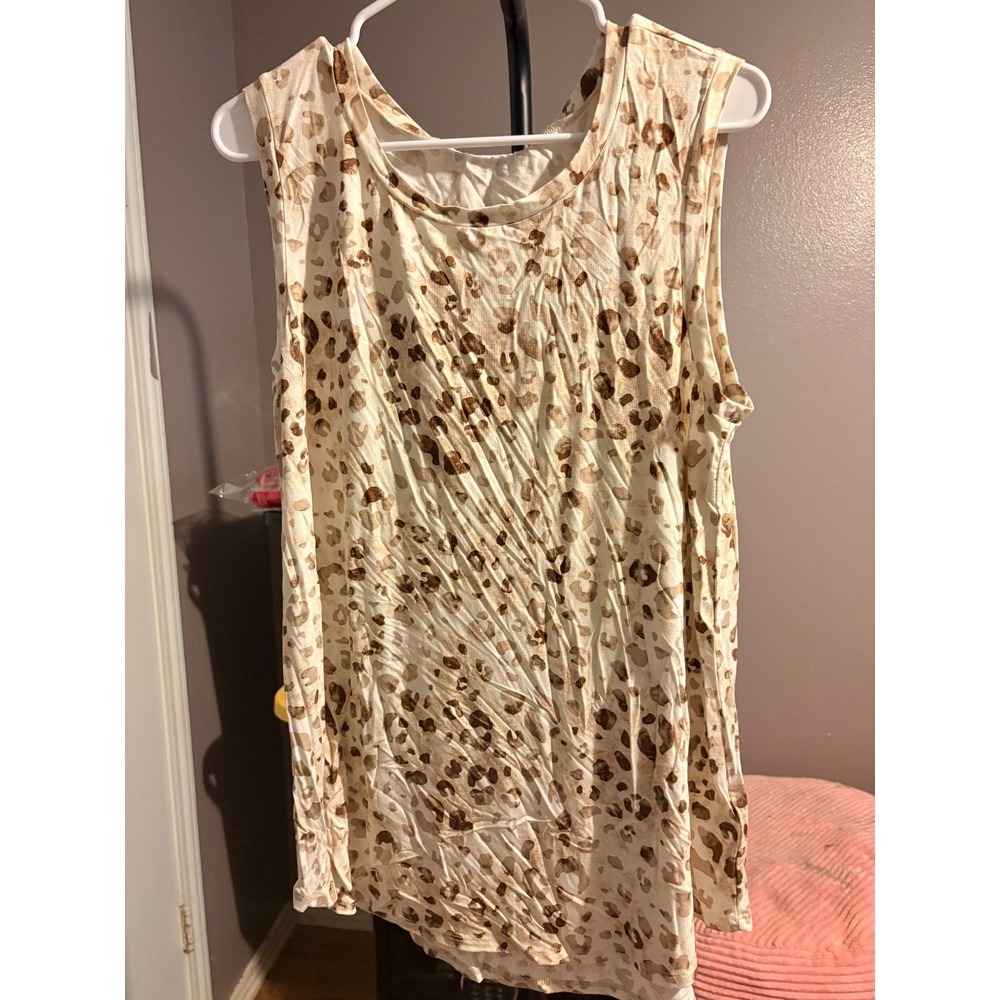 LuLaRoe Beige Leopard Print Tank Top Sz L‎